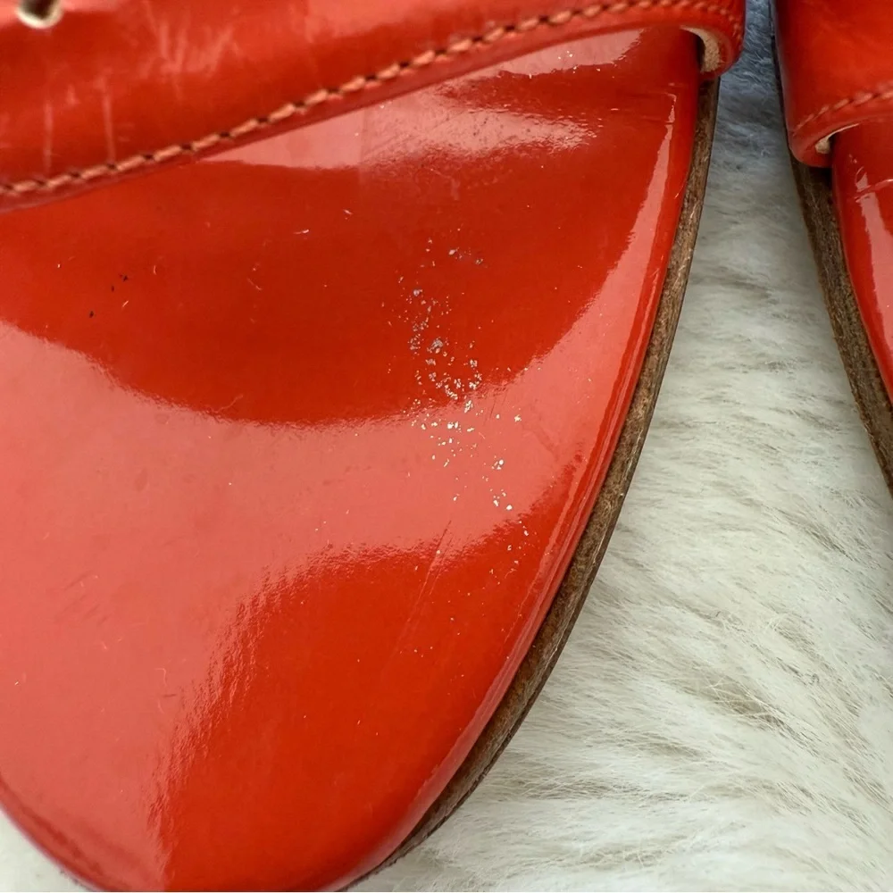 HERMES women patent leather platform sandals size 38 EU Authentic Retail 1100$